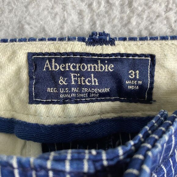 Abercrombie Fitch‎ Shorts Men’s 31  Navy Pinstripe Button Fly Preppy - Picture 2 of 10